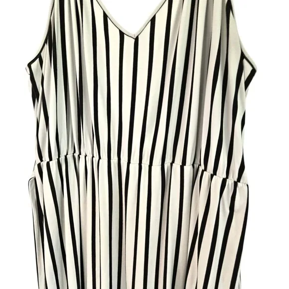 Vibe Sportswear 2X Womens Bue & White Striped Knit Maxi Dress Tie Belt - Picture 7 of 10